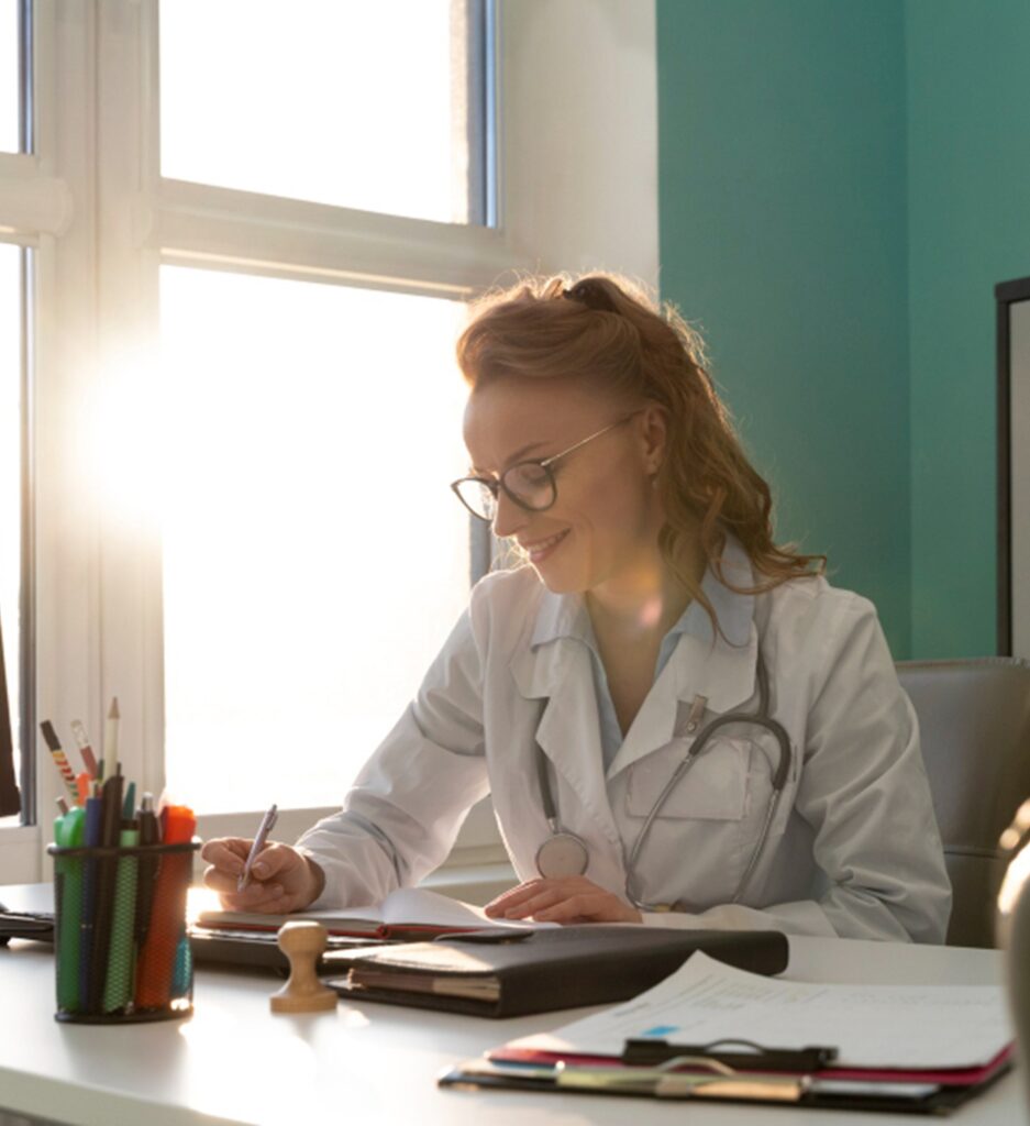une assistante médicale au travail