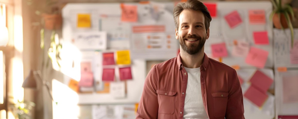 un chef de projet souriant au travail