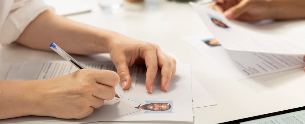 une personne en entretien avec son cv